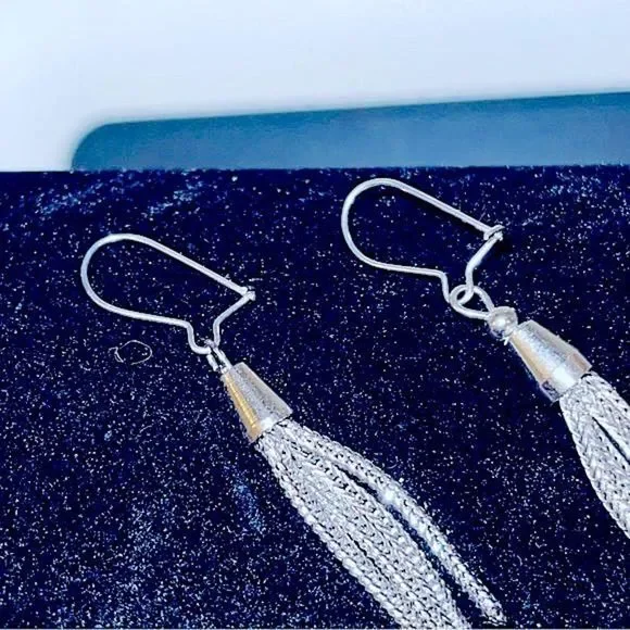 Antique Handmade French Hook 925 Sterling Silver Strand Dangle Earrings - OOAK - Picture 4 of 5